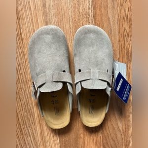Birkenstock Boston Suede Taupe Clogs